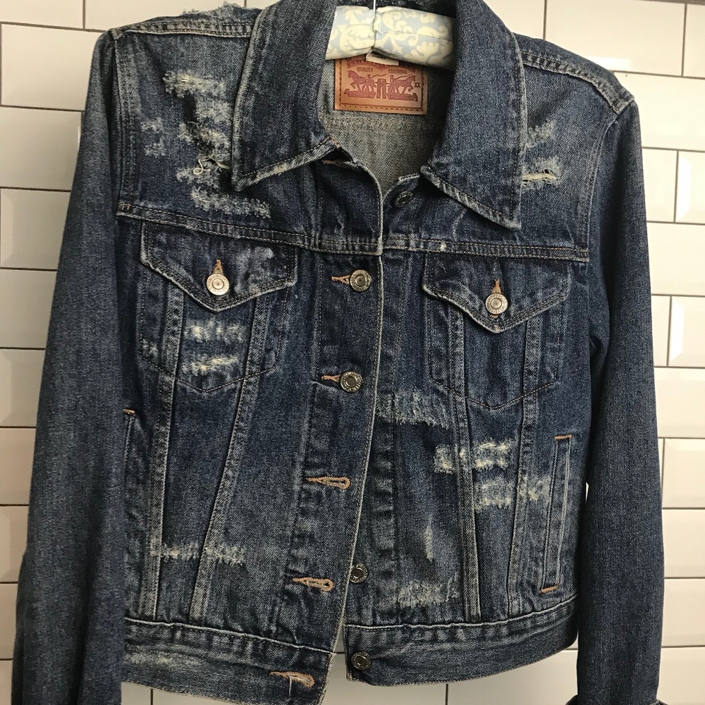 Levi Strauss Distressed Jean Jacket Size S Small